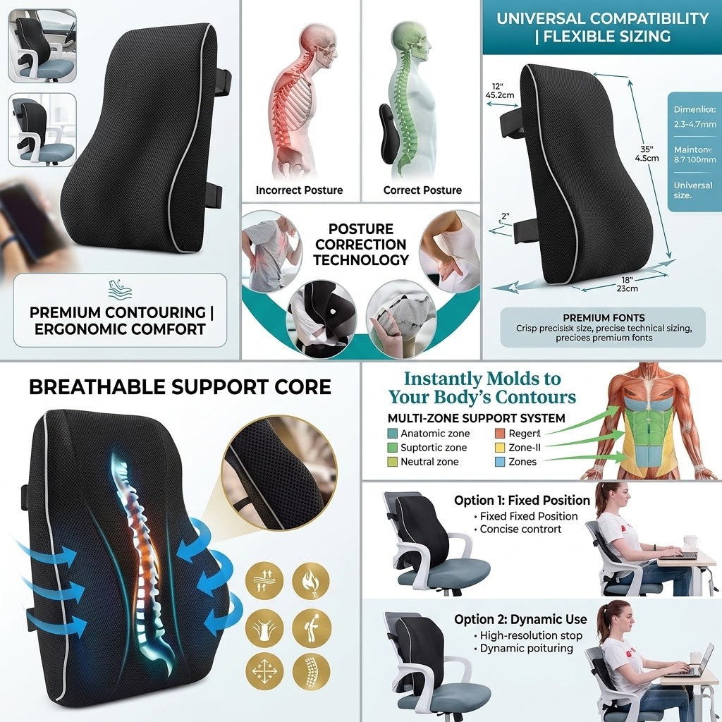 KinetiSpine™ Ergonomic Lumbar Support Cushion